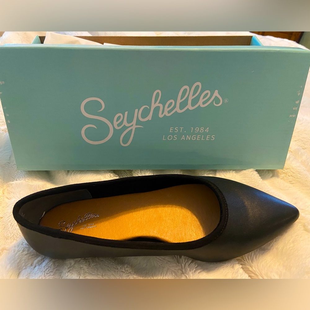 Seychelles Back East Black V Leather flats